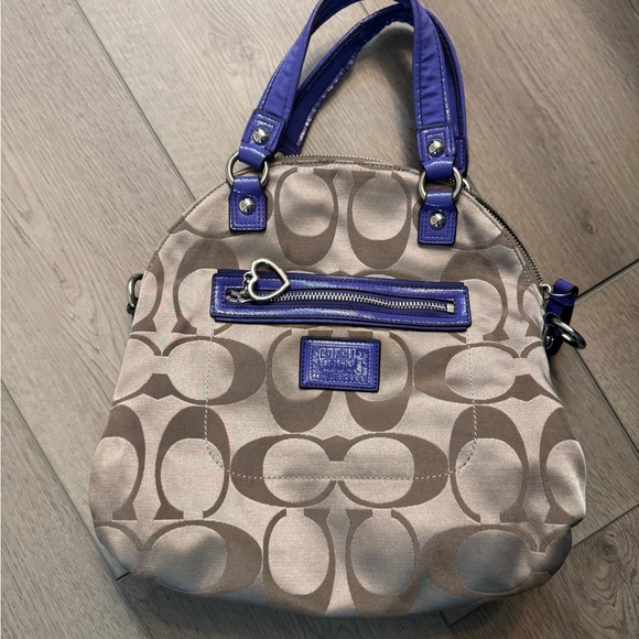 Coach purple and Tan Signature Bag - Picture 1 of 7